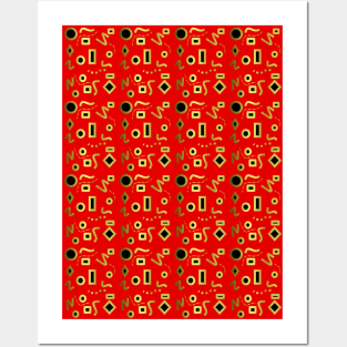 RED And Gold Geometric Shapes Posters and Art